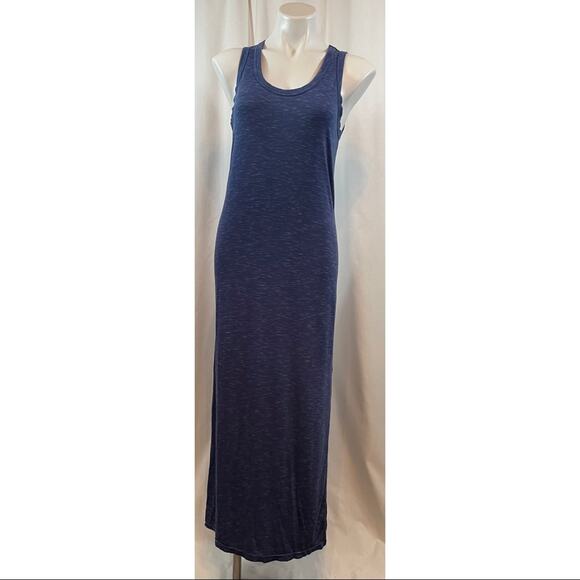 50% OFF Gap Maxi Dress Tall Blue Heather Light Weight Scoop Neck Tank Straps - Picture 1 of 6
